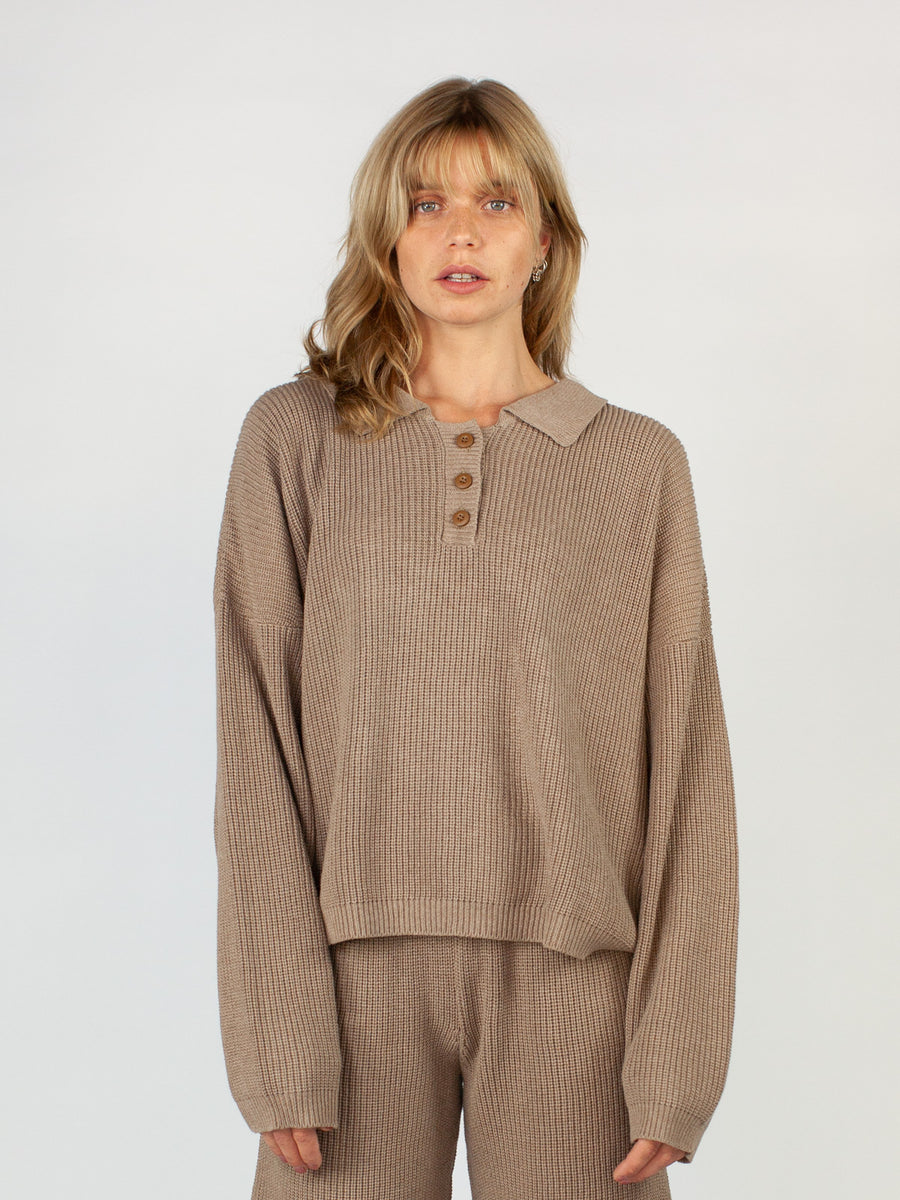 COURT COLLARED KNIT | MOCHA