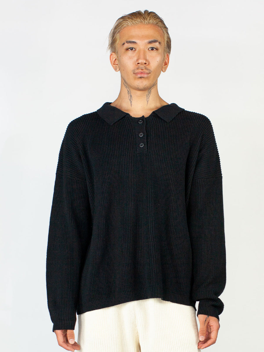 COURT COLLARED KNIT | BLACK