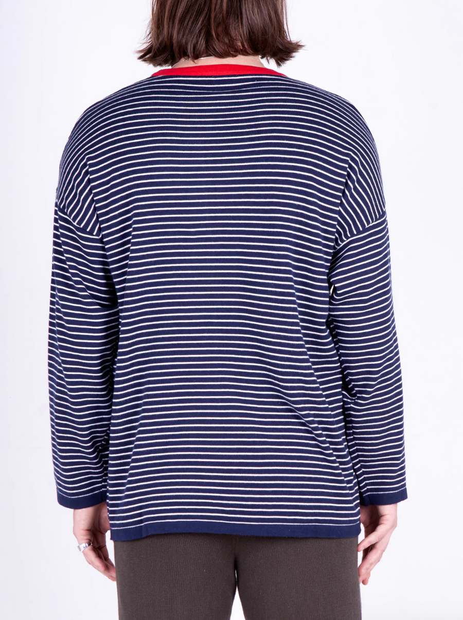 Croissant L/S Knitted Tee, Navy