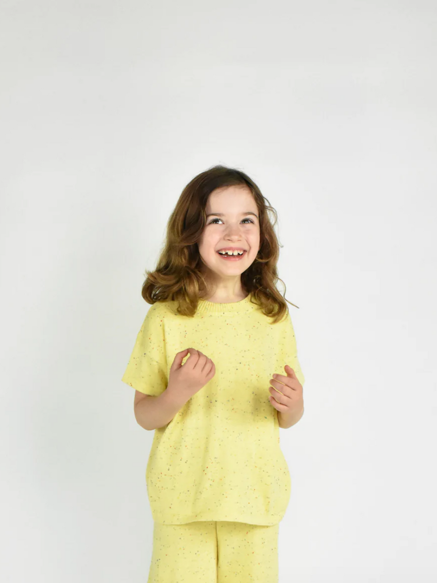Kids Classic Knitted Tee, Yellow Speck