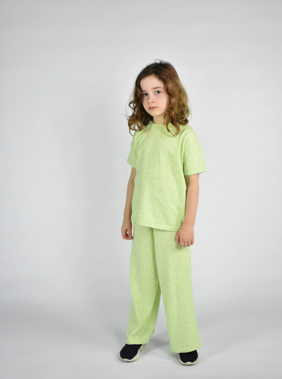 Kids Classic Knitted Tee, Lime Speck