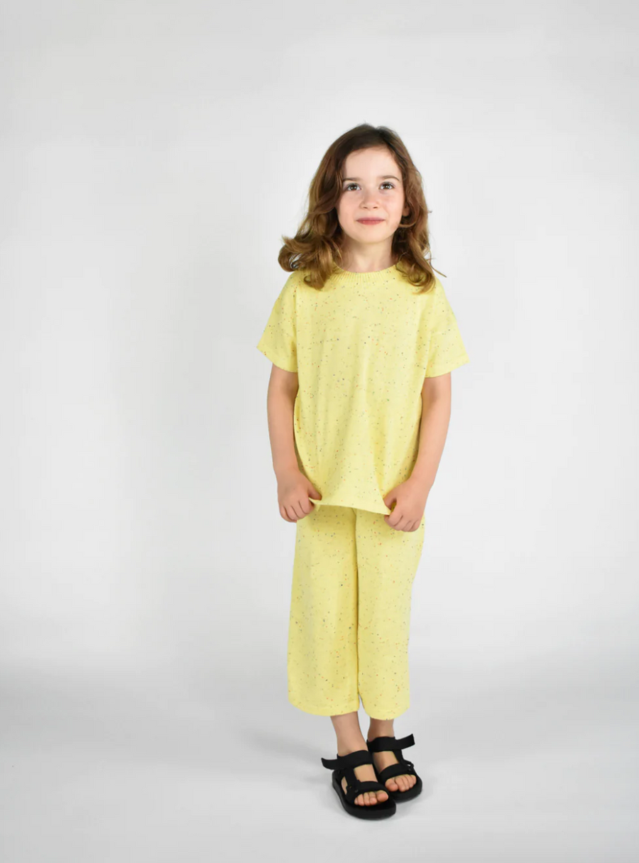 Kids Classic Knitted Tee, Yellow Speck