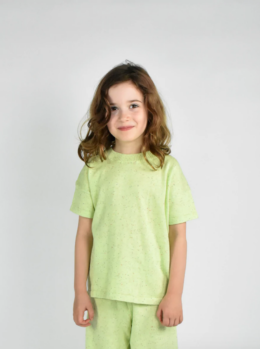 Kids Classic Knitted Tee, Lime Speck